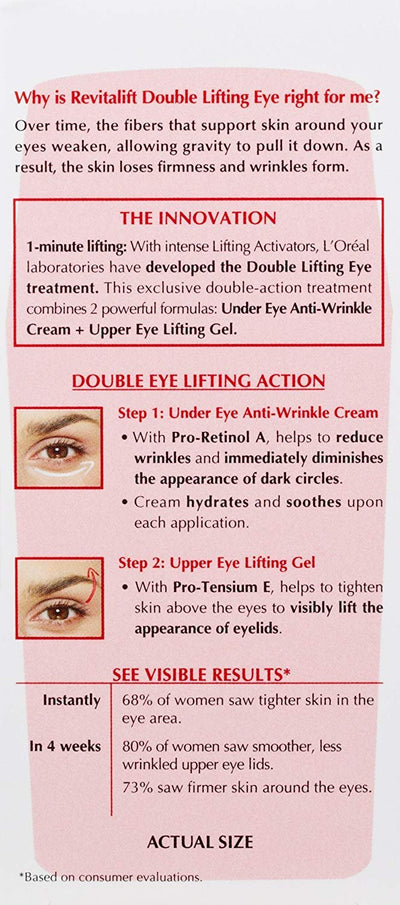 L'Oreal Paris Skincare RevitaLift Double Lifting Eye Cream Treatment with Pro-Retinol A and Pro-Tensium E to Reduce Wrinkles and Diminish Appearance of Dark Circles, 0.5 fl oz - Glumech