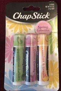 Chapstick Spring Collection ~ Cotton Candy, Green Jelly Bean, Peaches & Cream ~ 3 pack - Glumech
