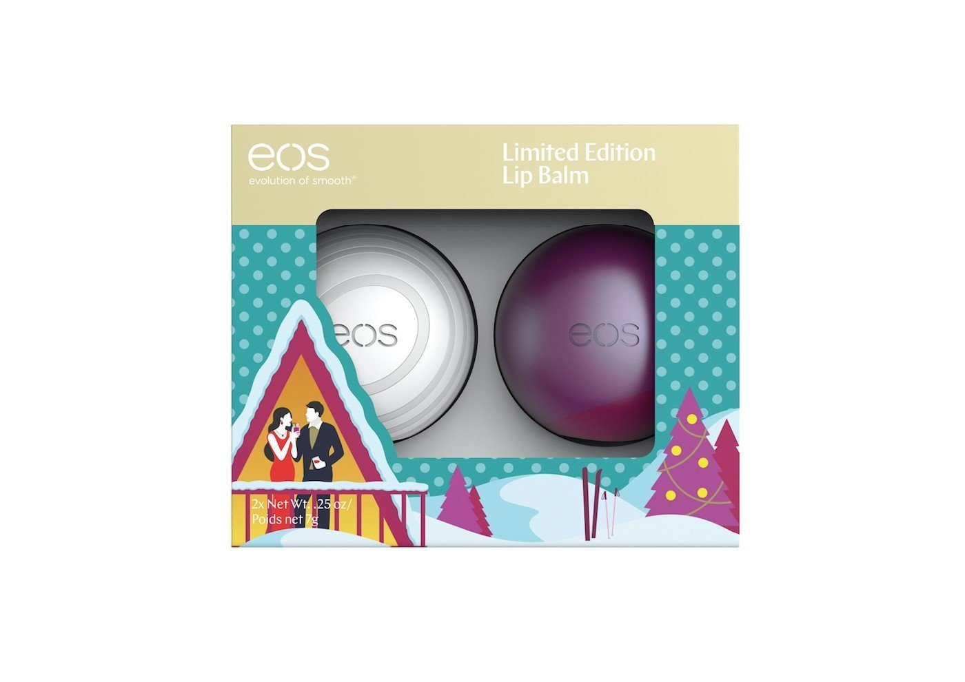 EOS Limited Edition Holiday 2018 Lip Balm Set of 2 - Sugarplum & Visibly Soft - Glumech