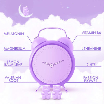 SugarBear Sleep, Vegan Gummy Vitamins with Melatonin, 5-HTP, Magnesium, L-Theanine, Valerian Root, Lemon Balm