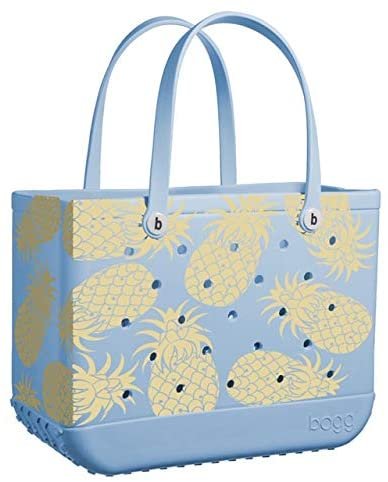 BOGG BAG X Large Waterproof Washable Tip Proof Durable Open Tote Bag for the Beach Boat Pool Sports 19x15x9.5 (Limited Edition Pineapple Print)